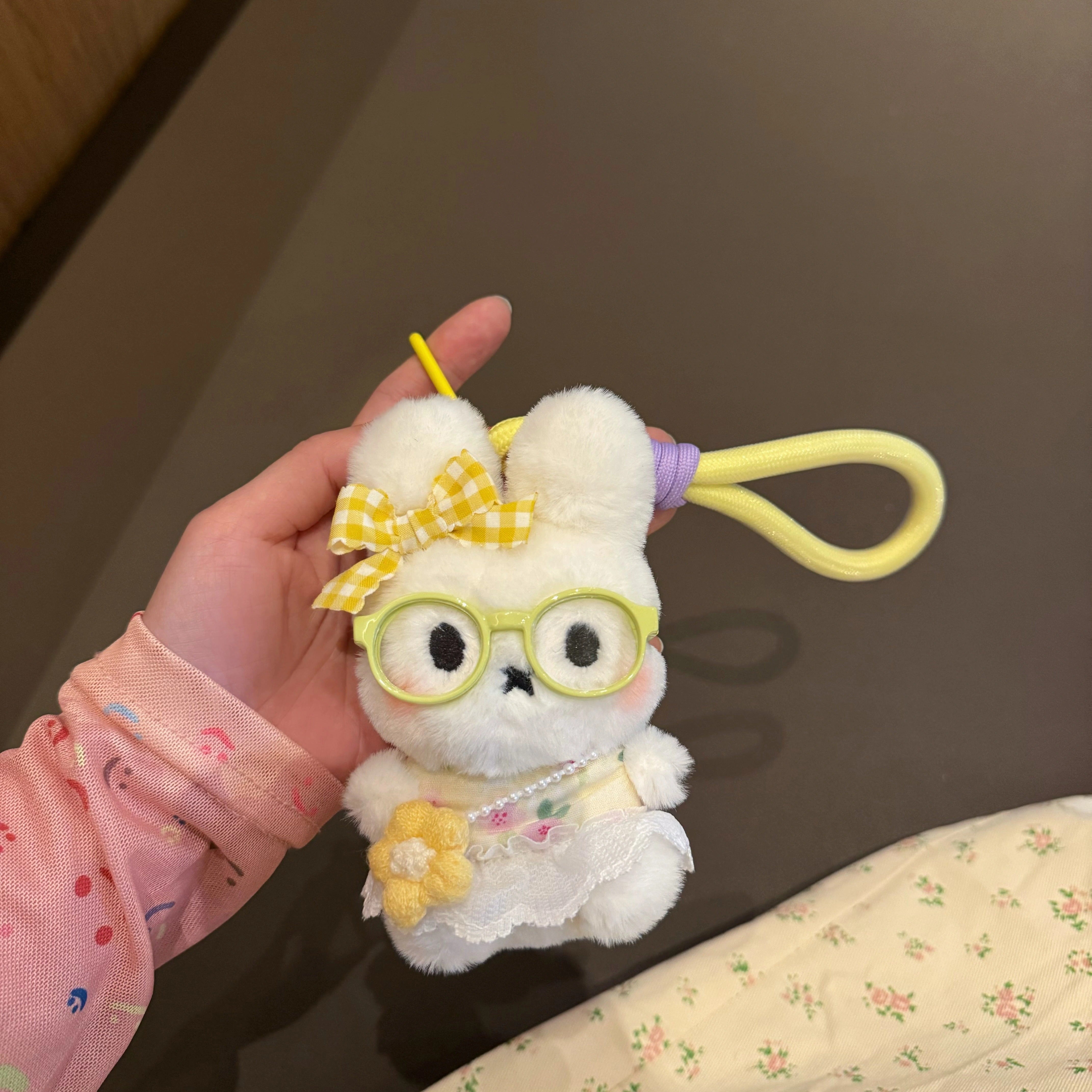 Bag pendant cute plush girl heart broken flower skirt rabbit keychain gift Bag pendant cute plush girl heart broken flower skirt rabbit keychain gift